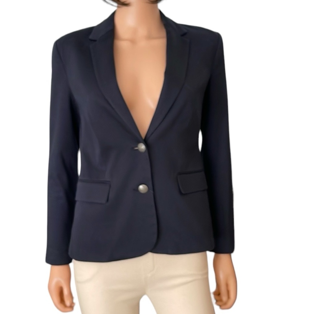 Banana Republic Blue Cotton Schoolboy Blazer Silver Crest Buttons